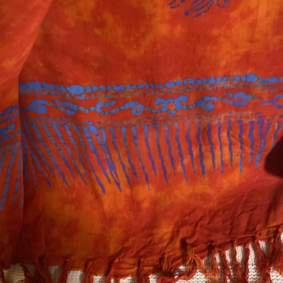 Sarong 64X44 Island dreams Coco Cay Bahamas 100% Rayon with tassels - Picture 8 of 9